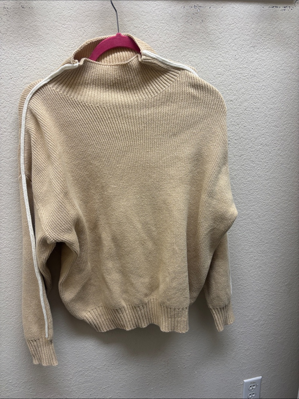 Vici Cream Ribbed Mock Neck Sweater
